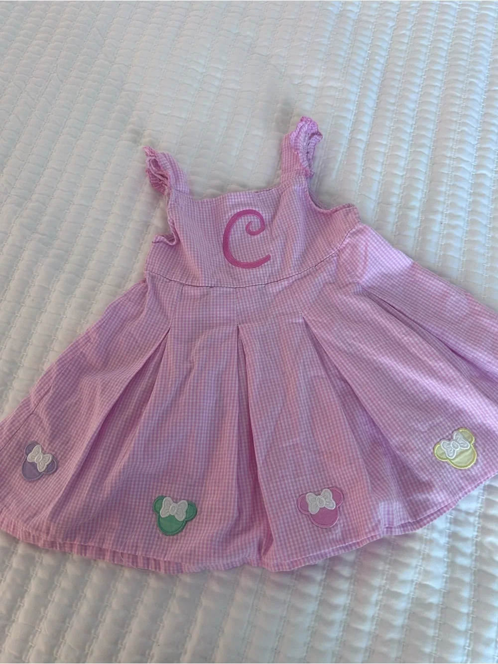 Classic Whimsy Pink Gingham Minnie’s  w C Embroidered  Cotton Size 2